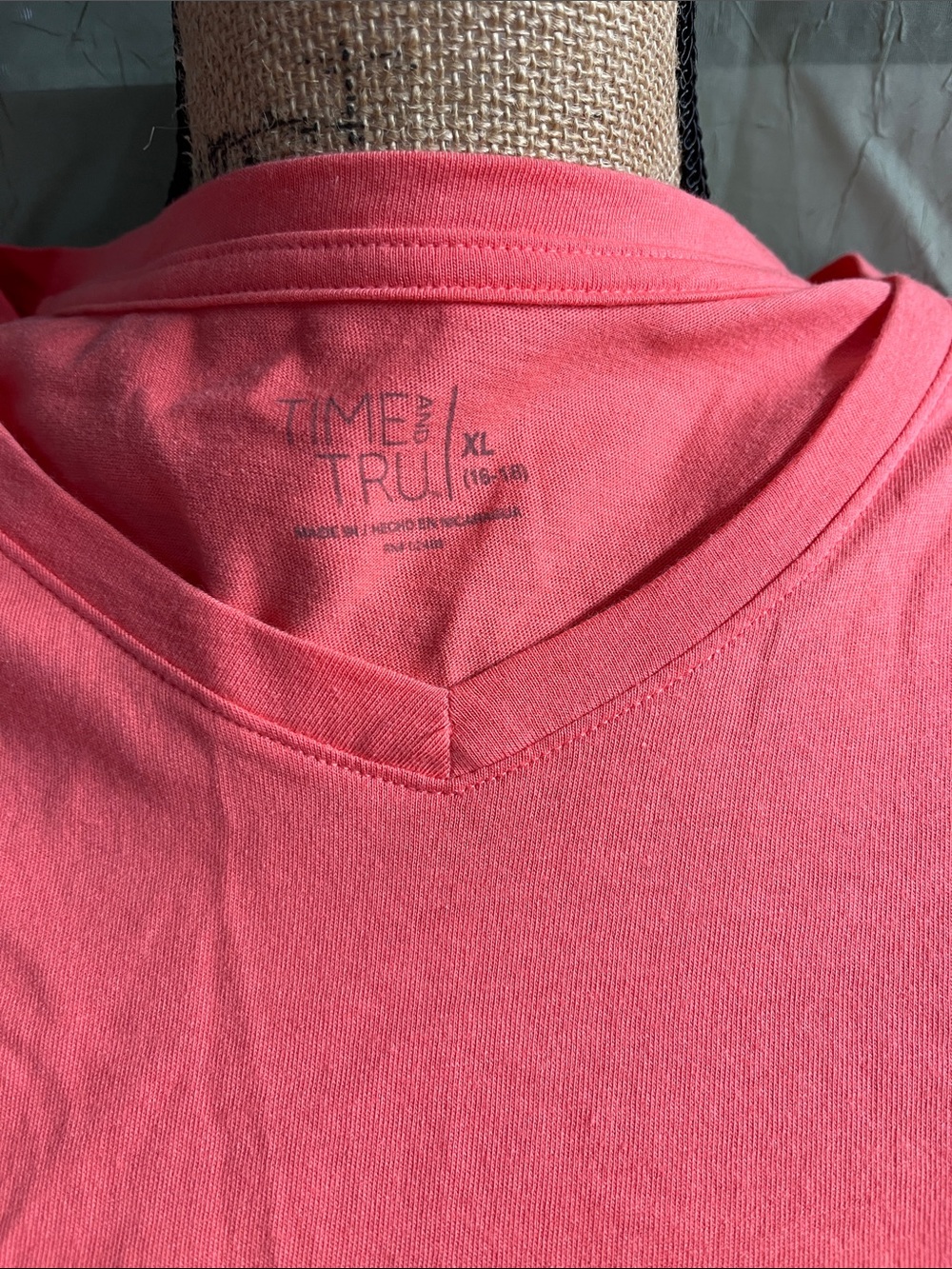 (2) Time and Tru Coral V-Neck Short Sleeve Tee/Black v Old Navy 2 in bundle